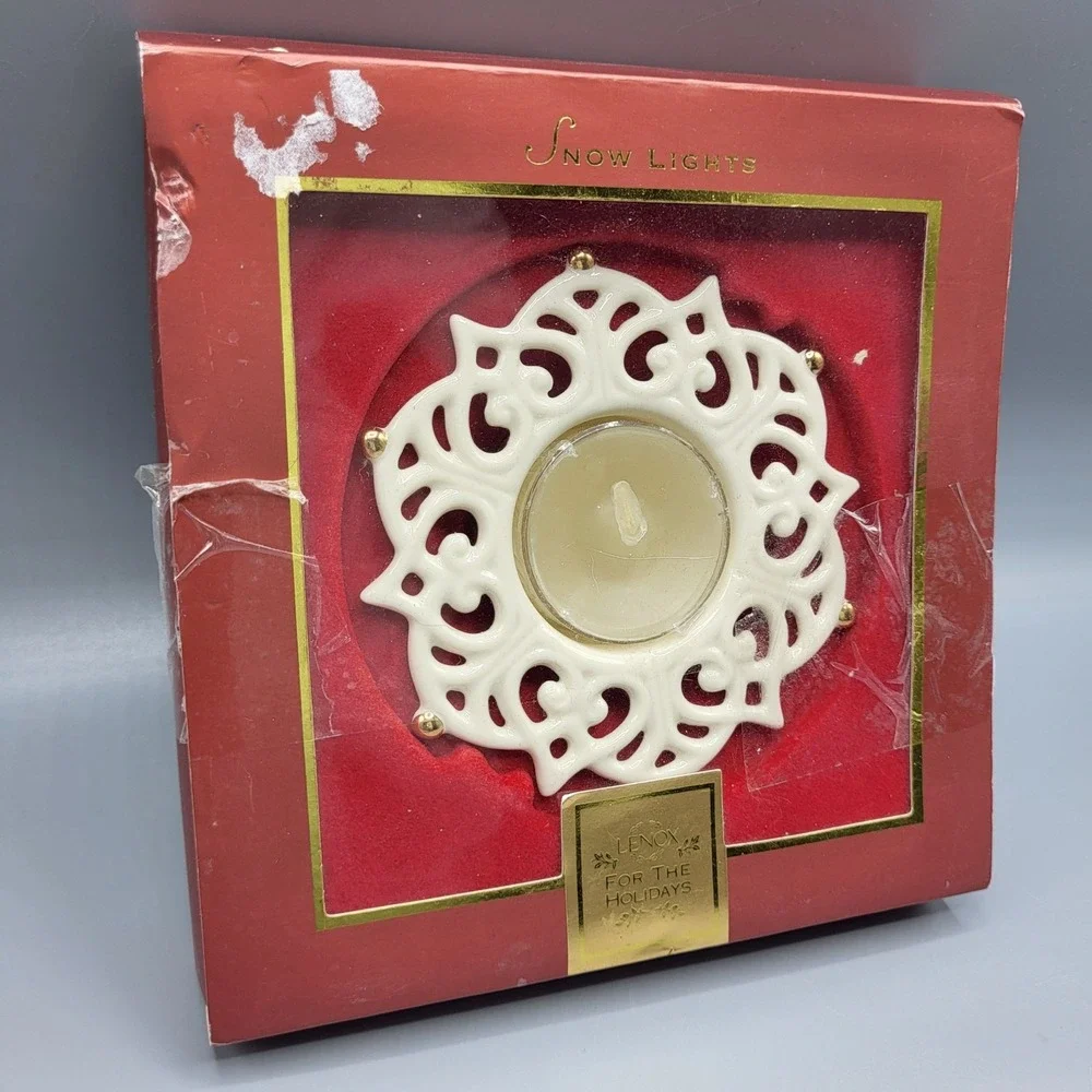 Vintage Lenox Snow Lights Porcelain Sparkle Votive Candle Holder Taiwan